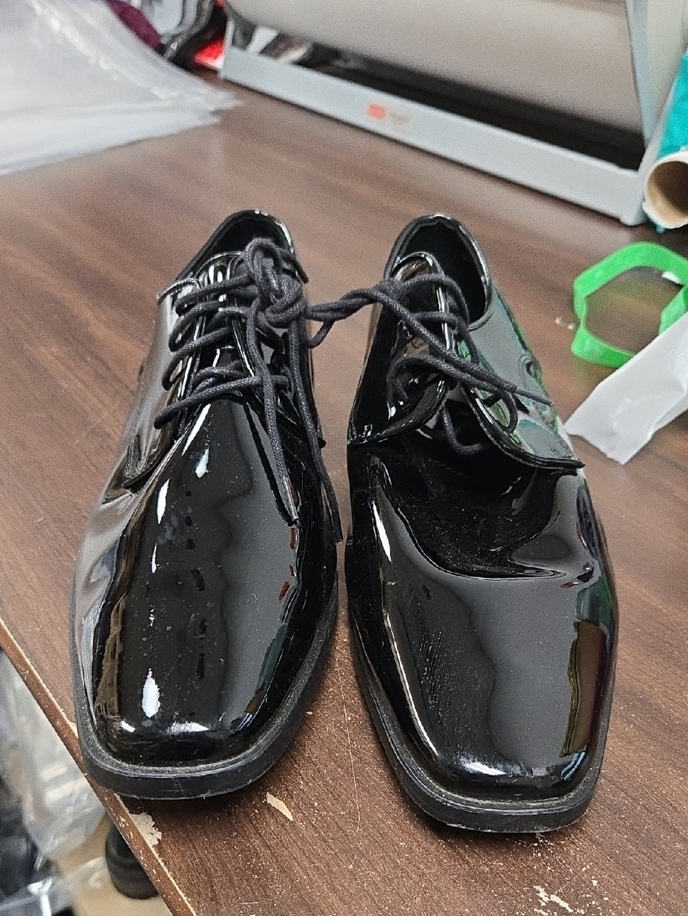 Joseph Abboud Size 11W Patent Black Faux Leather Dress Shoe